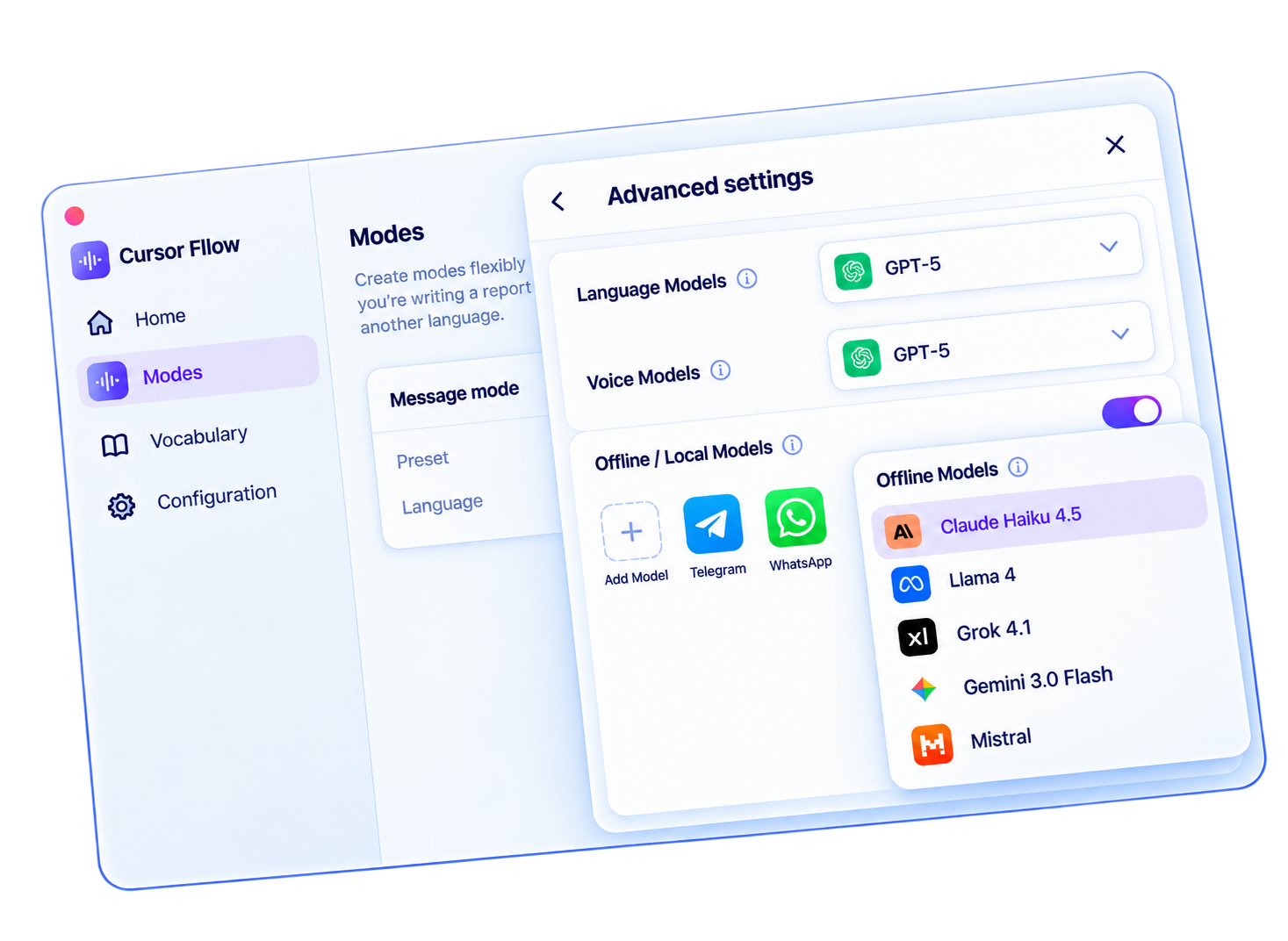 Illustrated Cursor Fllow modes and advanced settings interface